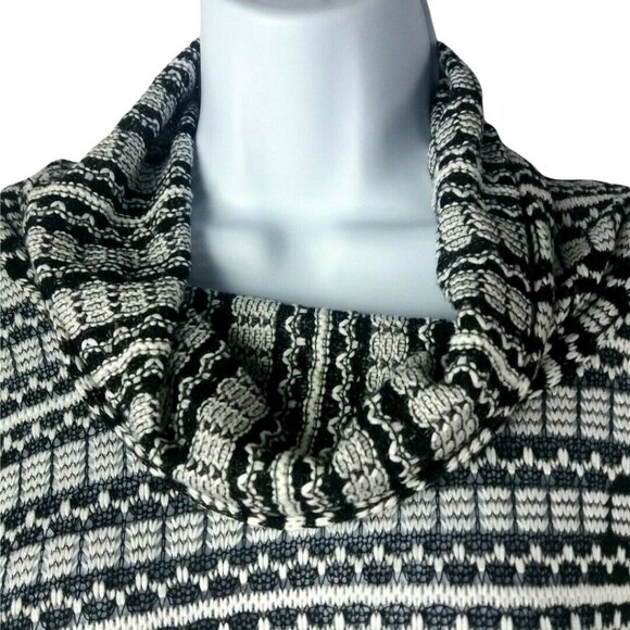 Chenault Cowl Neck Sweater Top Black White Medium Relaxed Long Sleeve Classic - Picture 2 of 9